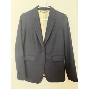 Jigsaw Womens Jacket 6 Navy Wool Tailored Blazer Single Button‎ Work Business